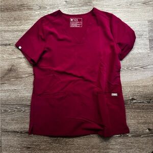 Figs Dark Pink Casma V-Neck Scrub Top size M
